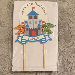 Castle and Dragons Birthday Cake Topper - Parker